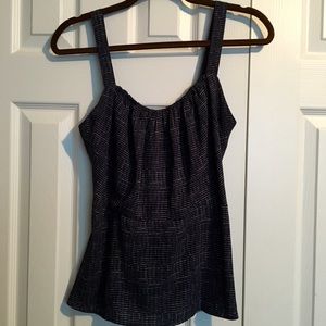 CAbi Blue print chiffon sleeveless blouse