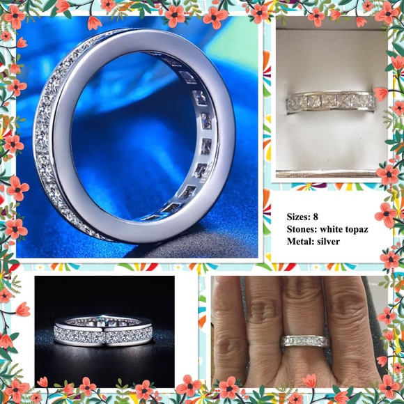 🆕 3ct princess cut white topaz silver ring - Picture 2 of 2