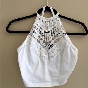 white high neck crop top