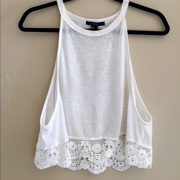 floral lace white muscle tee