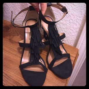 Black Fringe Heels