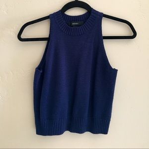 navy high neck crop top