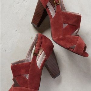 Anthropologie farylrobin suede block heel sandals