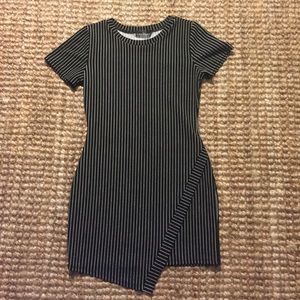 Asymmetrical pinstripe dress