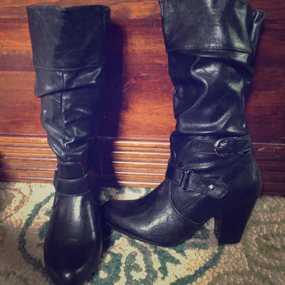 Mid calf black boots