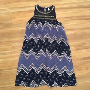 Chevron shift dress w/beaded detail