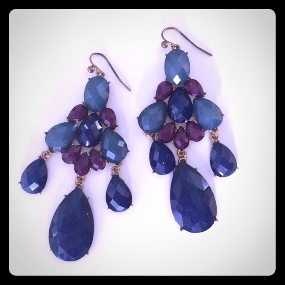 Blue and purple dangle earrings
