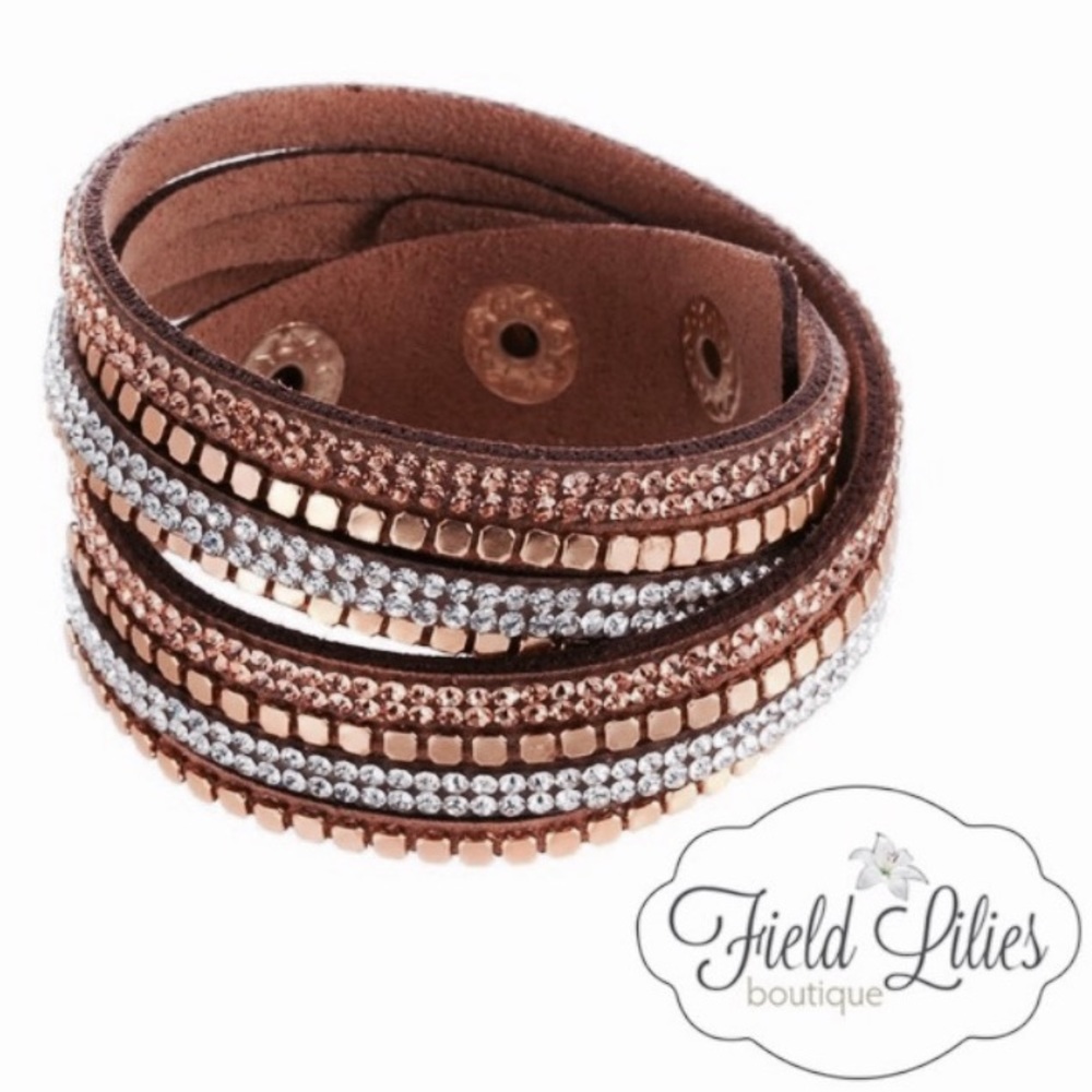 🆕 Camel Brown Crystal Wrap Bracelet
