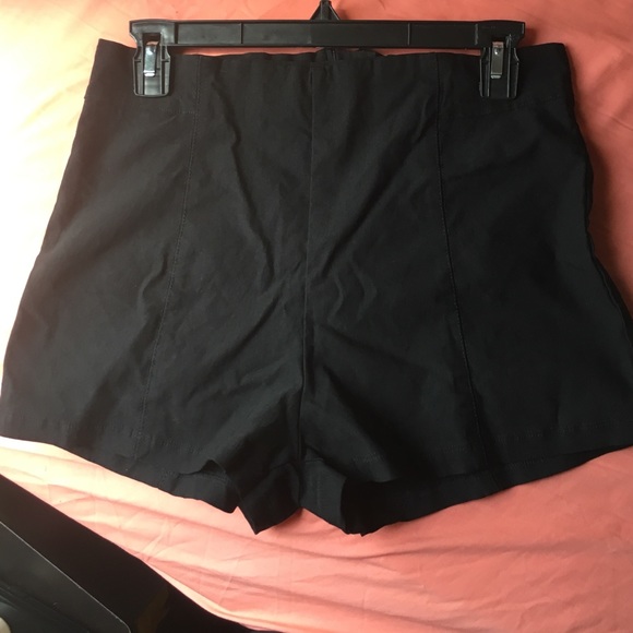 Plain black high waisted shorts