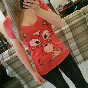 Low v neck fox shirt