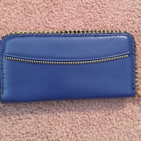 Blue wallet with gold trim