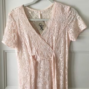 Vintage 70s Blush Lace Dress