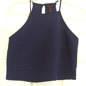 Material Girl blue high-neck crop top