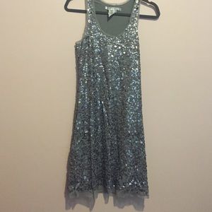 Silver, Sequin Sun Dress