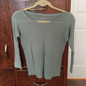 J. Crew blue-green linen tee.