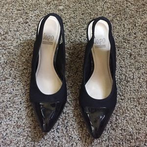 Black sling back pump