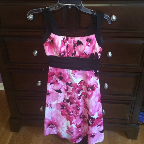 Pink and black floral dress