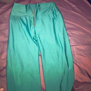Turquoise high waist stretch skinny leg pant