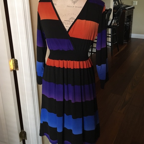 Faux Wrap Multicolor Dress Sz Small