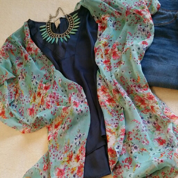 Navy/indigo blue blouse or v-neck top