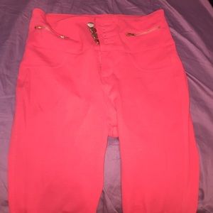 Pink skinny leg stretch jeans