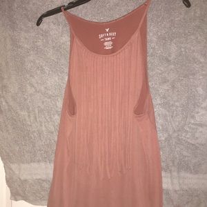 Rusty red fringe top