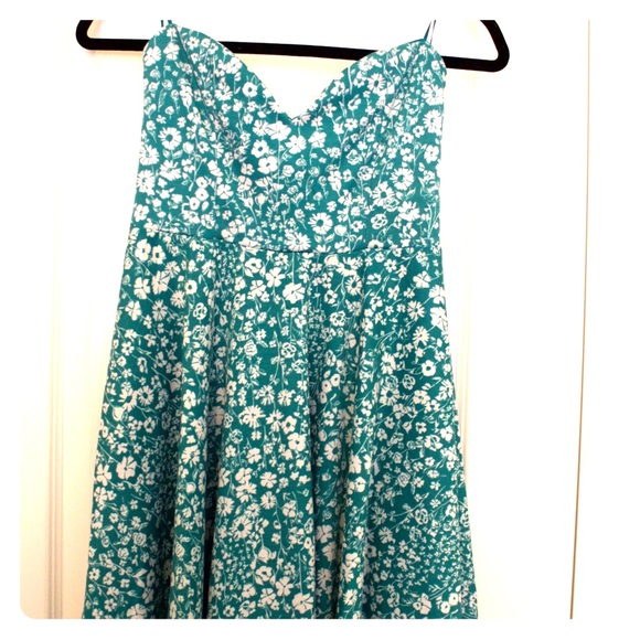 Strapless Floral Print Dress