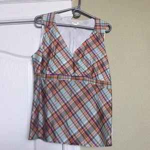 Cute Old Navy multi-colored plaid silk shirt
