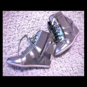 Silver Wedge Sneakers