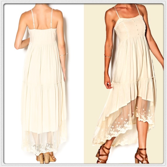 Lace Hem Asymmetrical Midi Dress - Picture 2 of 4