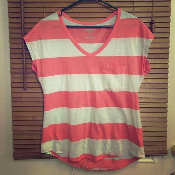Pink and White Stripe Shirt with Pocket