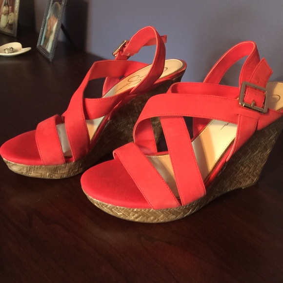 Coral Jessica Simpson wedges