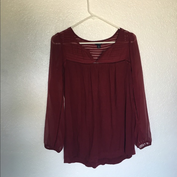 SOLD!!! Lucky Brand long sleeve maroon blouse