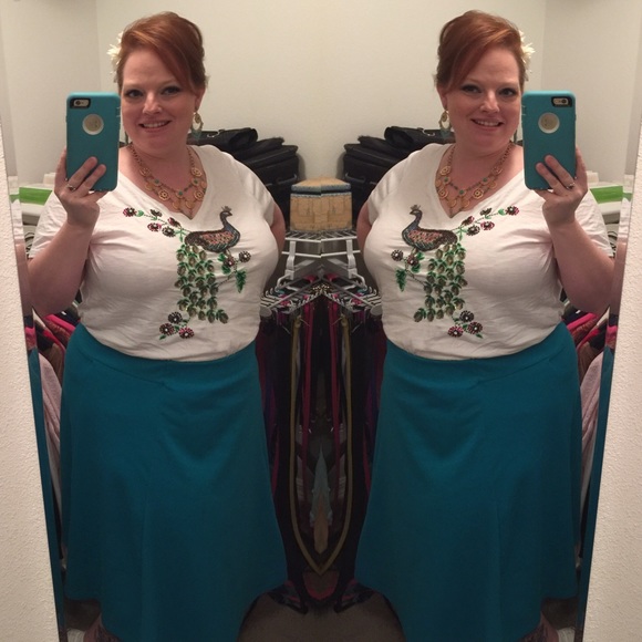 Turquoise Circle Skirt Lane Bryant