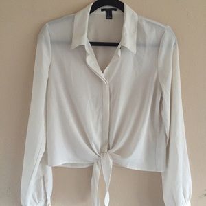 Sheer White Shirt w/ Gold Detail