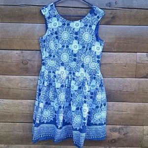 Size 16 A-Line Navy Printed Dress