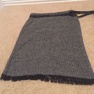 Handmade Grey Wool Skirt with a black ribbon