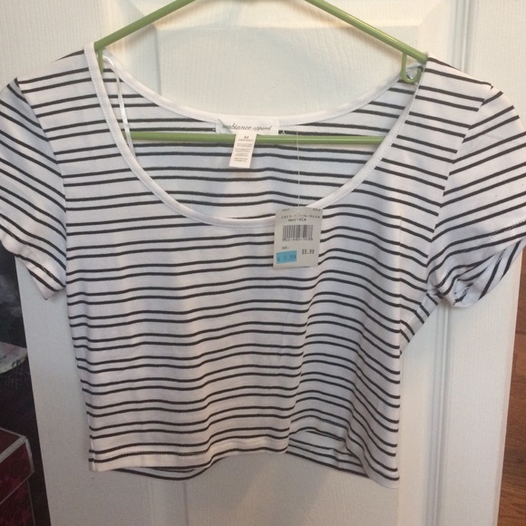 White black striped crop top