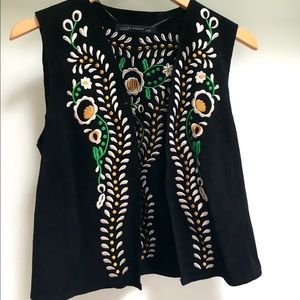 Zara Embroidered Suede Vest