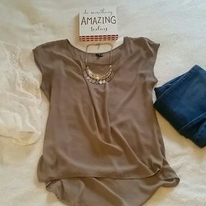 Taupe/Greige colored lightweight blouse shirt