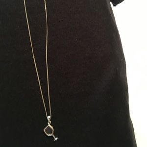 Wine glass charm with silver chain