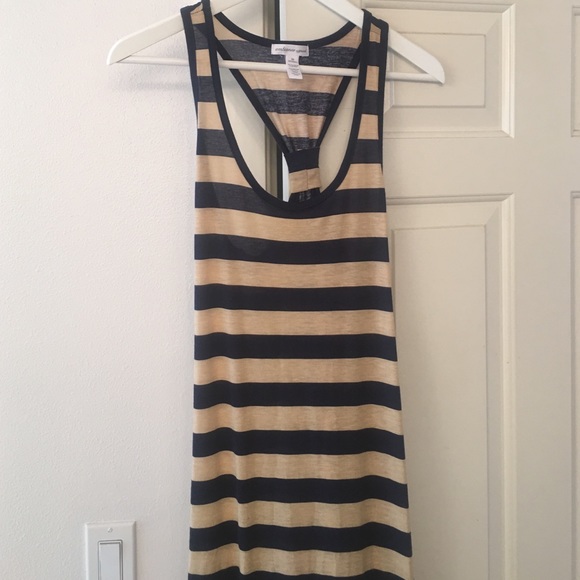 Blue & Tan Striped Maxi