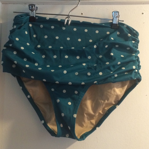J Crew high waisted bikini bottoms. Teal/white.