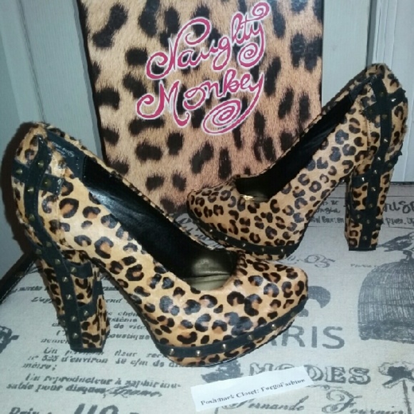 Naughty Monkey Leopard Fur Pumps