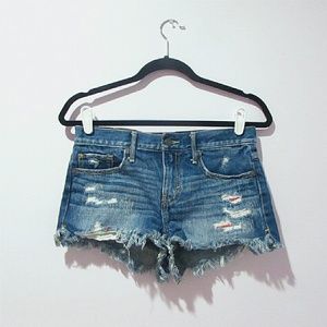 high waisted distressed denim shorts from a&f
