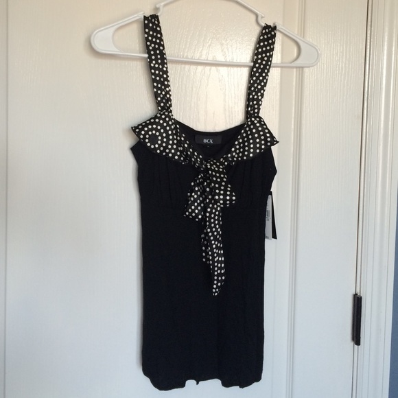 Black Blouse with Polka Dot Detailing