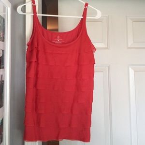 Coral Ruffle Tank