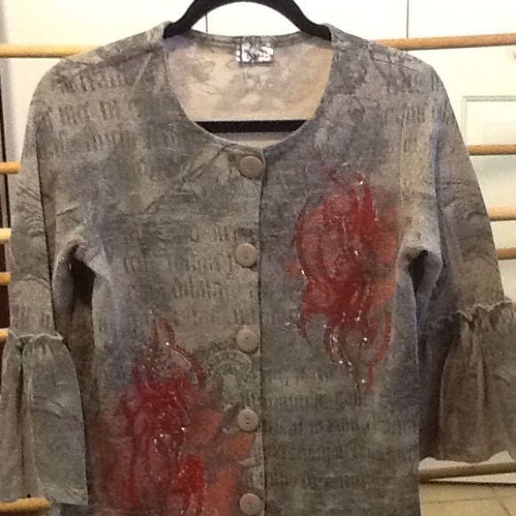 Gray Button Down Sweater By 180 Size Med Punk