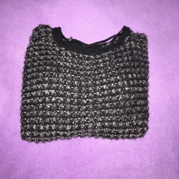 Black and white crocheted sweater