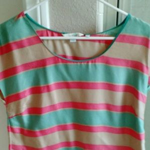 Boden pink mocha green top